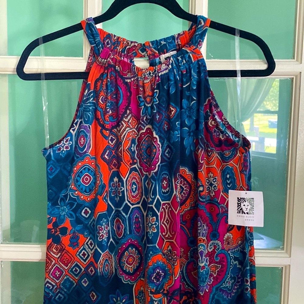 Anne Klein Maxi Halter Dress, Gorgeous Geometric Print, Size 6